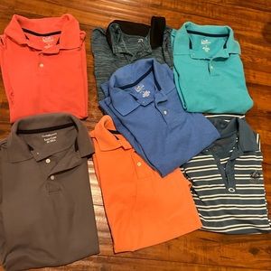 Lot of 7 mens short sleeve polo shirts / golf shirts. All mainly Croft & Barrow.